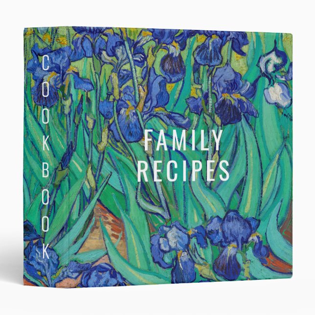 Van Gogh Irises. Floral impressionism cookbook Binder (Front/Spine)