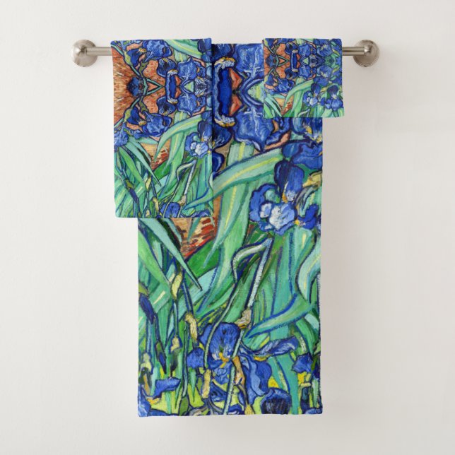 Van Gogh Irises Flower Garden Impressionism Bath Towel Set (Insitu)