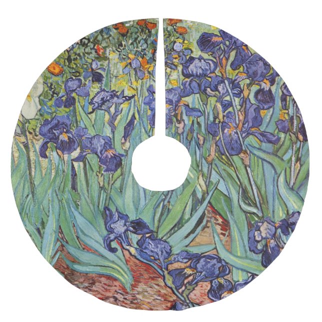Van Gogh Irises Impressionist Painting Brushed Polyester Tree Skirt (Front)