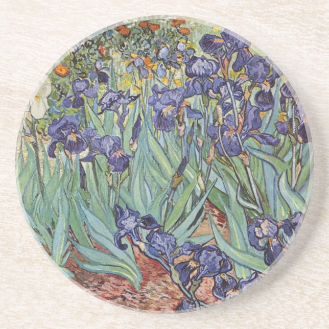 Van Gogh Irises Impressionist Painting Coaster (Front)
