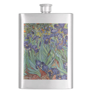 Van Gogh Irises Impressionist Painting Hip Flask