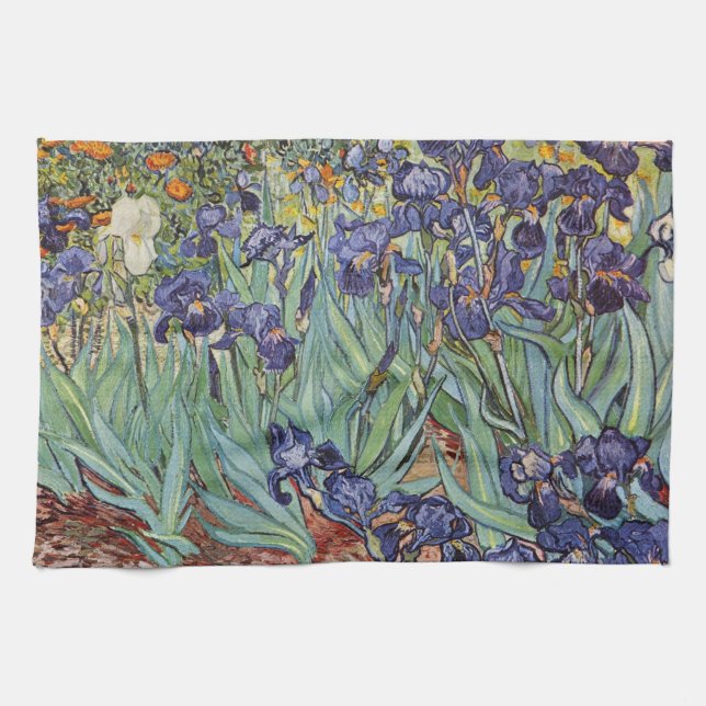 Van Gogh Irises Impressionist Painting Kitchen Towel (Horizontal)