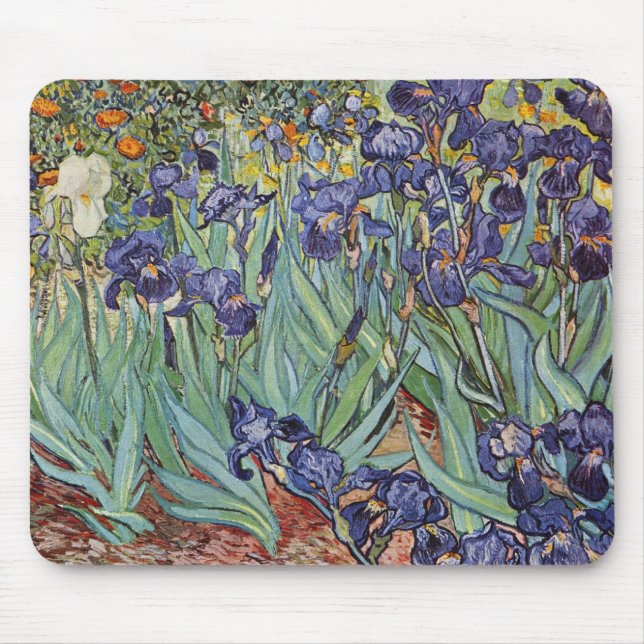 Van Gogh Irises Impressionist Painting Mouse Pad (Front)