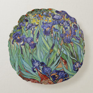 Van Gogh Irises Impressionist Painting Round Pillow