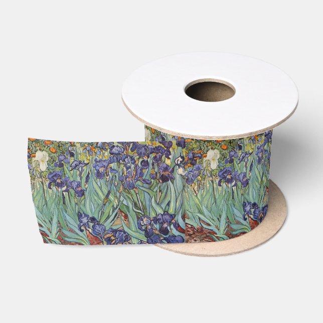 Van Gogh Irises Impressionist Painting Satin Ribbon (Spool)