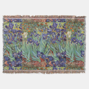 Van Gogh Irises Impressionist Painting Throw Blanket