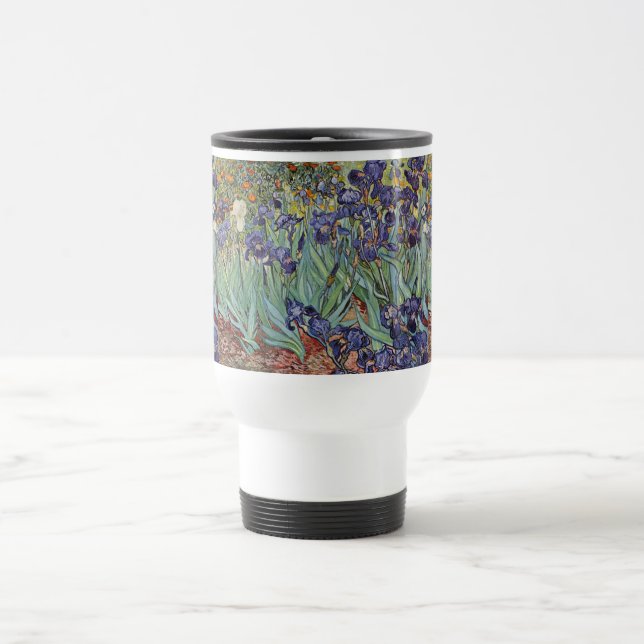 Van Gogh Irises Impressionist Painting Travel Mug (Center)