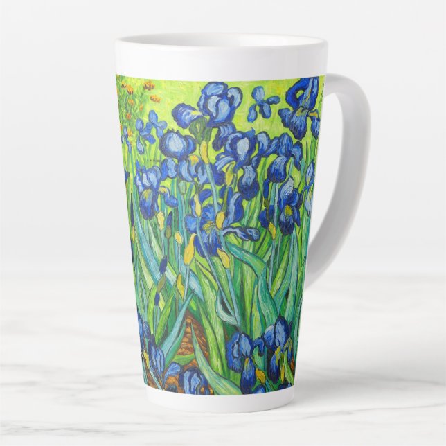 Van Gogh Irises Latte Mug (Right Angle)