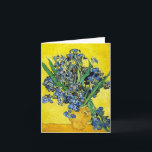 Van Gogh Irises Note Card<br><div class="desc">Van Gogh Irises note card. Oil painting on canvas from 1890. Van Gogh created multiple iris paintings throughout his career, Still Life with Irises features a bouquet of freshly cut irises in a yellow vase with a yellow background. The Irises are in full bloom and lean over the edge of...</div>