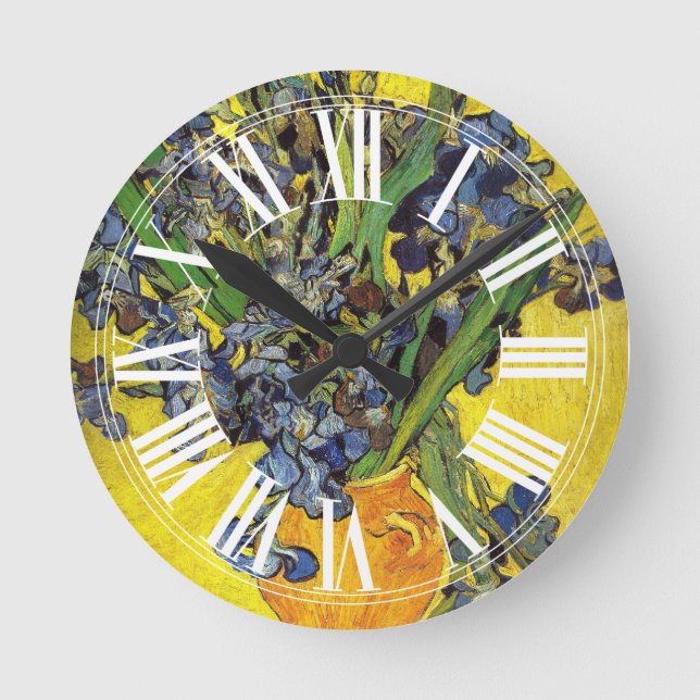 Van Gogh Irises Round Clock (Front)