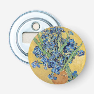 Van Gogh Irises Vase Blue Flowers Bouquet Fine Art Bottle Opener