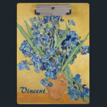 Van Gogh Irises Vase Blue Flowers Bouquet Fine Art Clipboard<br><div class="desc">Vincent van Gogh (Dutch, 1853 - 1890) Irises (In vase with yellow background), 1890, Oil on canvas Oil on canvas, 92.7 cm x 73.9 cm Van Gogh Museum, Amsterdam (Vincent van Gogh Foundation) Painted in the psychiatric hospital at Saint-Rémy, Van Gogh used irises as a color study. He achieves a...</div>