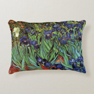 Van Gogh Irises, Vintage Garden Fine Art Decorative Pillow