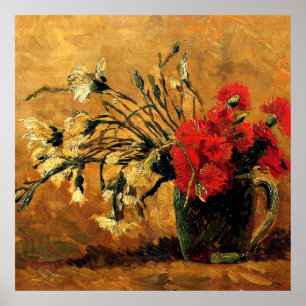 Van Gogh - Jug with red and white carnations Poster