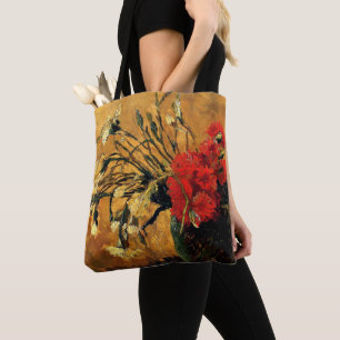 Van Gogh - Jug with red and white carnations Tote Bag