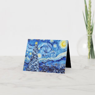 Van Gogh - La nuit étoilée - Carte de Noël blanche