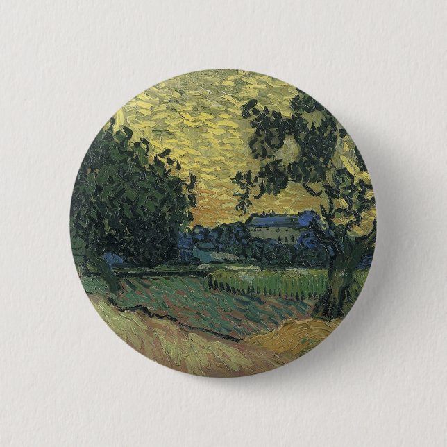 Van Gogh Landscape at Twilight 2 Inch Round Button (Front)