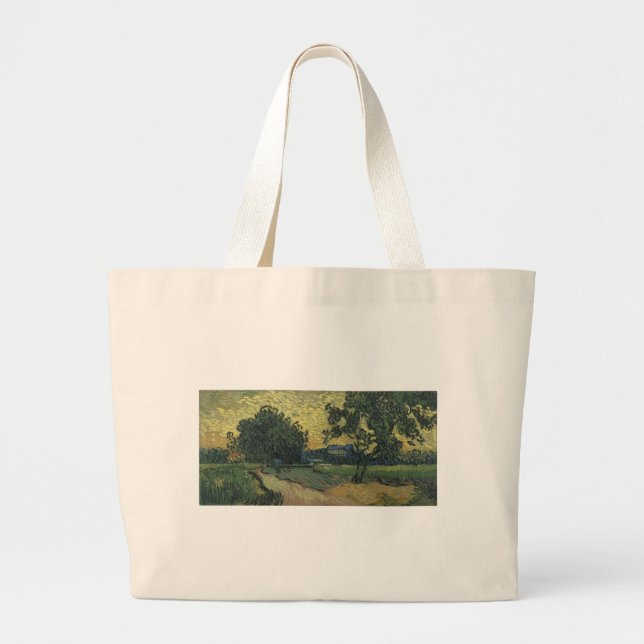 Van Gogh Landscape at Twilight Large Tote Bag (Front)