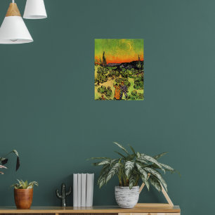 Van Gogh - Landscape with Couple Walking Poster