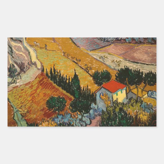 Van Gogh Landscape with House and Ploughman Sticker (Front)
