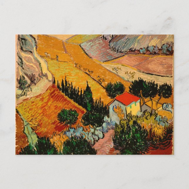 Van Gogh - Landscape with Houses and Ploughman Postcard (Front)