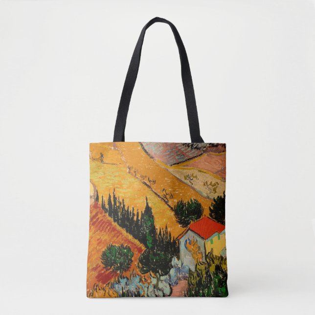 Van Gogh - Landscape with Houses and Ploughman Tote Bag (Front)