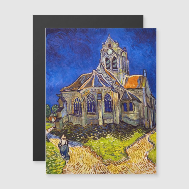 Van Gogh - L'église à la carte magnétique Auvers (Devant / Derrière)