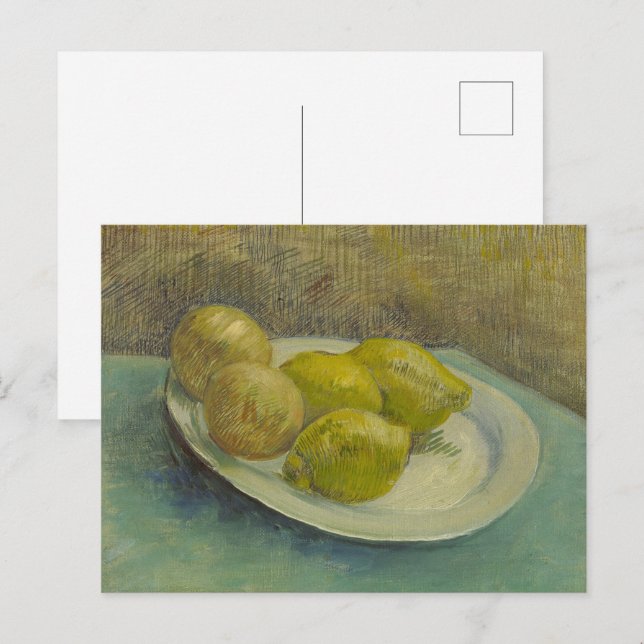 Van Gogh Lemons Plate Yellow Kitchen Art Postcard (Front/Back)