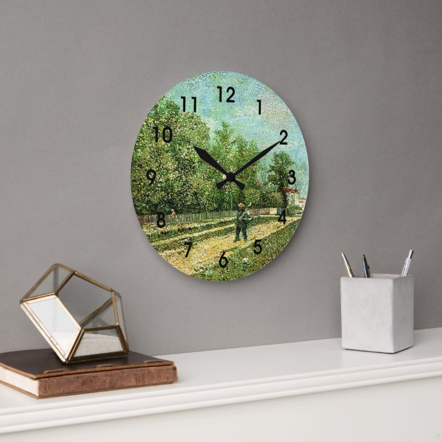 Van Gogh - Man with Spade... Large Clock (Office)