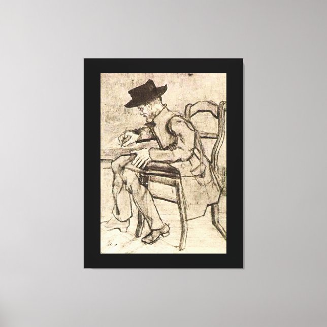 Van Gogh - Man Writing, Facing Left, Canvas Print (Front)