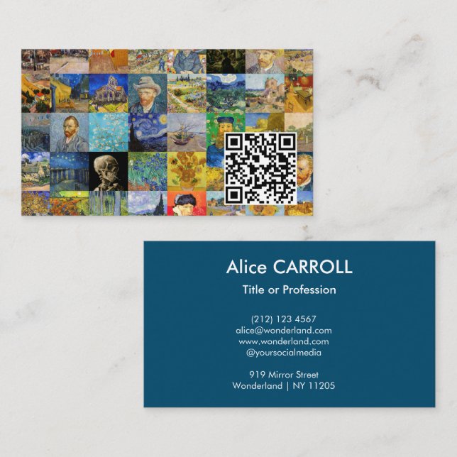 Van Gogh - Masterpieces Mosaic Patchwork - QR Code Business Card (Front/Back)