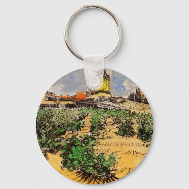 Van Gogh Mill of Alphonse Daudet at Fontevielle Keychain (Front)