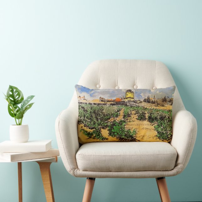 Van Gogh Mill of Alphonse Daudet at Fontevielle Lumbar Pillow (Chair)