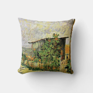 Van Gogh - Montmarte Path with Sunflowers, Throw Pillow