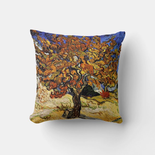 Van Gogh - Mulberry Tree, fine art painting Throw Pillow (Front)