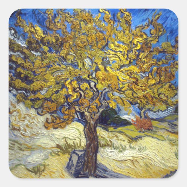 Van Gogh Mulberry Tree Masterpiece Art Square Sticker (Front)