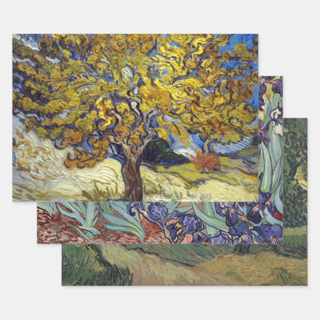 Van Gogh Mulberry Tree Masterpiece Art Wrapping Paper Sheet (Set)