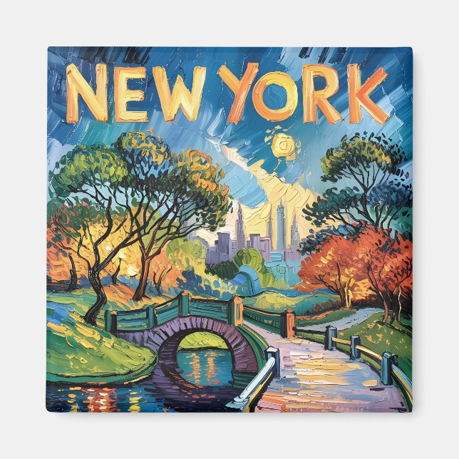 Van Gogh New York Central Park Oil Painting Travel Magnet (Front)