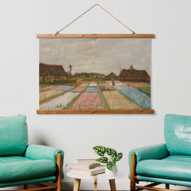 Van Gogh Old Art Flower Beds In Holland Wood Wall Hanging Tapestry (Living Room)