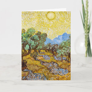 Van Gogh Olive Trees - Golden Sun & Sky Art Card