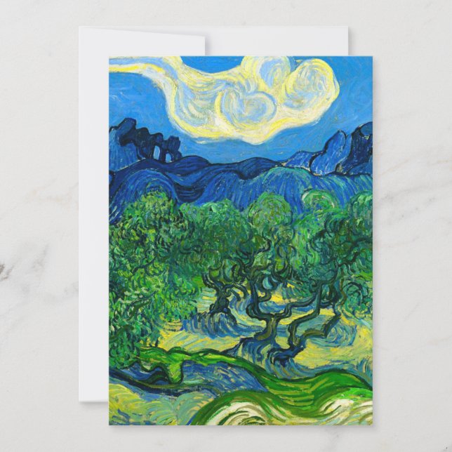 Van Gogh Olive Trees in a Mountainous Landscape Announcement (Front)