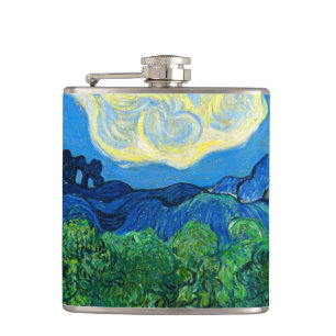 Van Gogh Olive Trees in a Mountainous Landscape Hip Flask