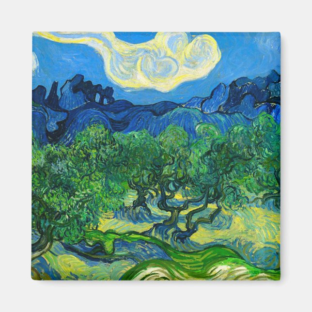 Van Gogh Olive Trees in a Mountainous Landscape Magnet (Front)