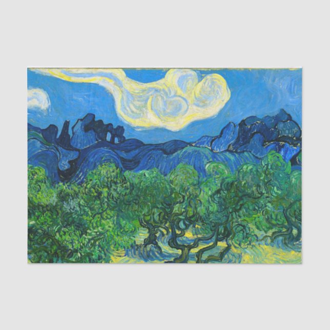 Van Gogh Olive Trees in a Mountainous Landscape Tissue Paper (Front)