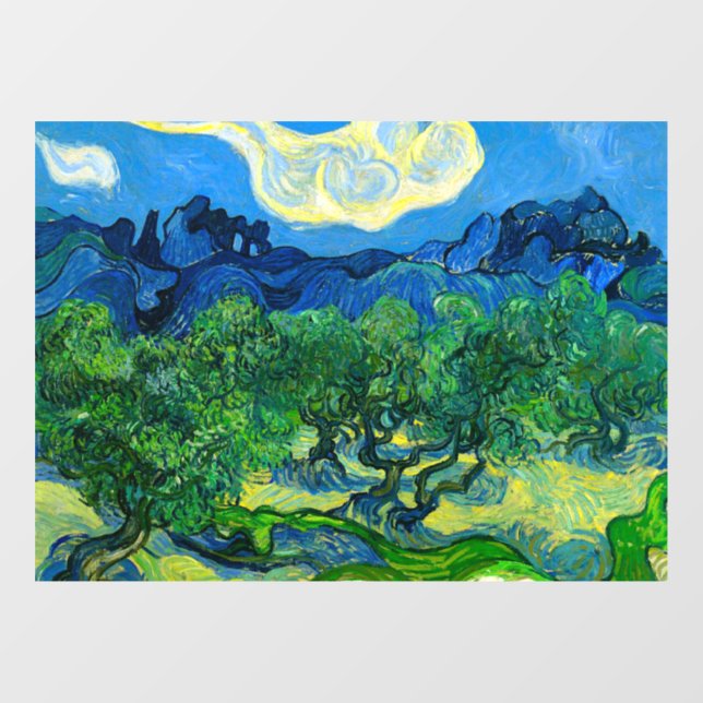 Van Gogh Olive Trees in a Mountainous Landscape Window Cling (Sheet)