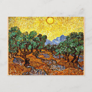Van Gogh - Olive Trees with Yellow Sky and Sun Postcard