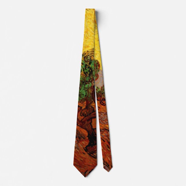 Van Gogh Olive Trees with Yellow Sky and Sun Tie (Front)