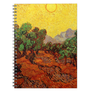 Van Gogh Olive Trees with Yellow Sky Sun, Fine Art Notebook