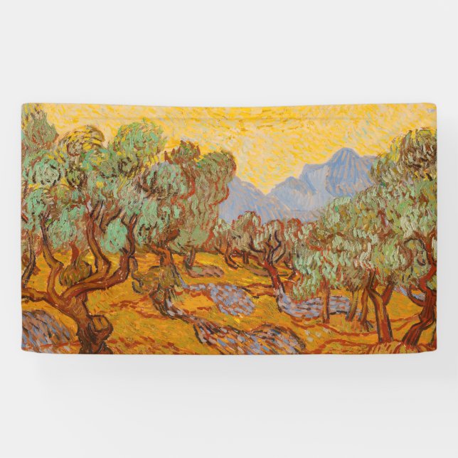Van Gogh Olive Trees Yellow Sun Sky Banner (Horizontal)