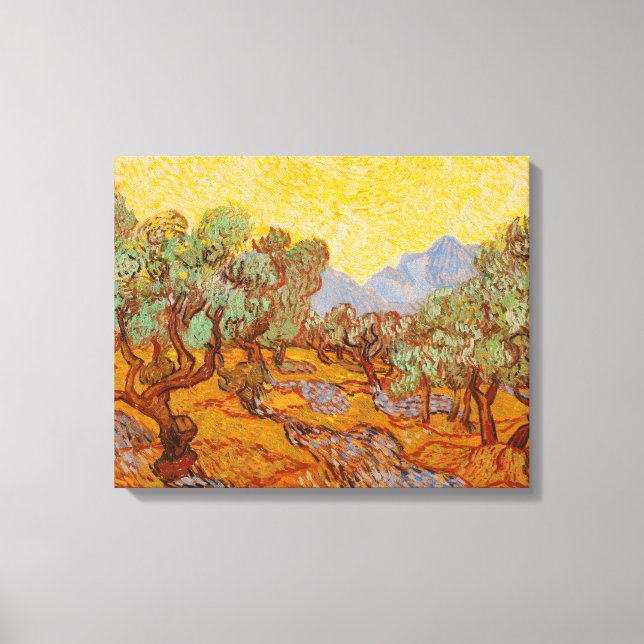 Van Gogh Olive Trees Yellow Sun Sky Canvas Print (Front)